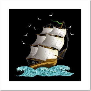 Sailing Ship Wave Posters and Art